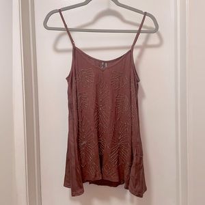 Anthropologie Cocoa Brown Beaded Cami NWT
